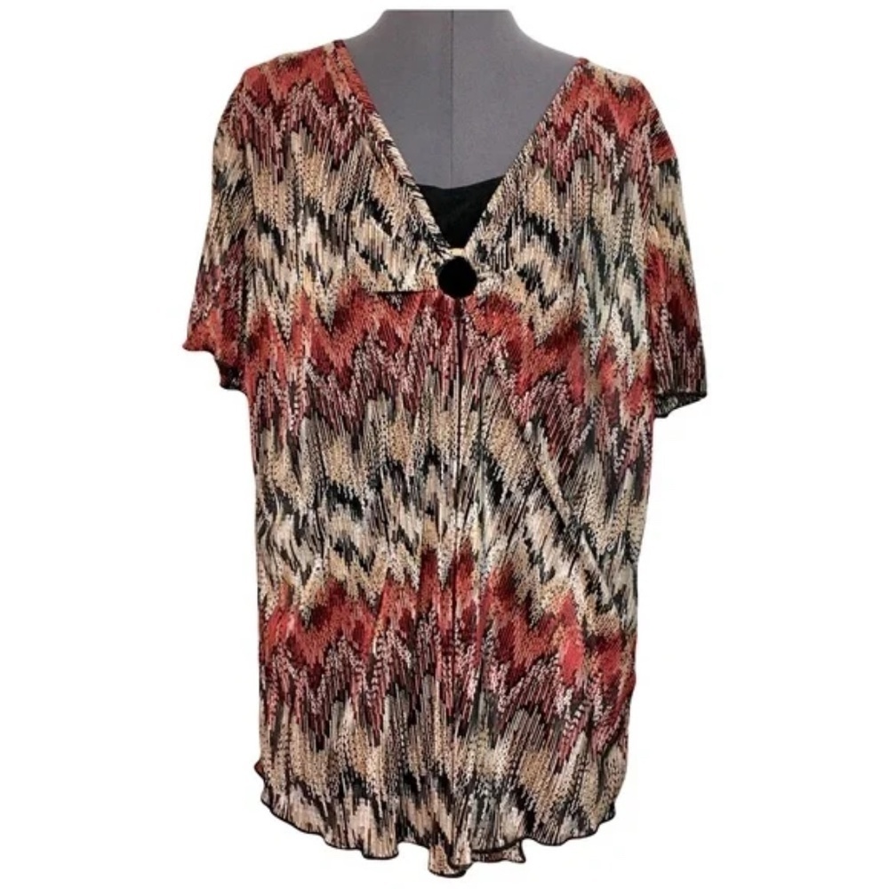 Lane Bryant | Multicolored Textured Layered Short Sleeve Blouse, Size 14/16